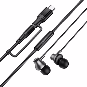 Hoco M119A laidinės ausinės su mikrofonu, 3,5 mm / USB-C jungtis, juodos