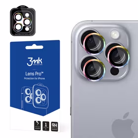 3mk Lens Protection Pro Kameros dangtelis su vaivorykštiniu rėmu iPhone 16 Pro / 16 Pro Max
