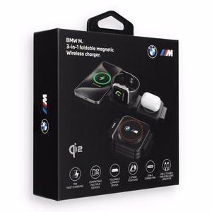 BMW M Qi2 3 viename belaidis įkroviklis, 15 W, spausdintas logotipas, raudonas