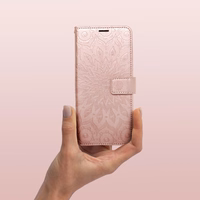MEZZO knyginis dėklas telefonui XIAOMI Redmi 9C / 9C NFC mandala rožinis auksas