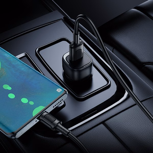 "Borofone" automobilinis įkroviklis BZ34 Cloud - USB - QC 3.0 18W su USB-C tipo kabeliu, juodas