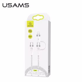 USAMS Laidas pintas U31 USB-C na USB-C /lightning 60W PD greitas įkrovimas baltas SJ403USB02 (US-SJ403)