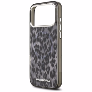 Karl Lagerfeld IML Leopardinis raštas Magnetinis dėklas telefonui iPhone 17 Pro Max - juodas