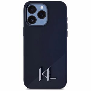 Karl Lagerfeld Silikoninis Shadow Metal Initial Magnetinis dėklas telefonui iPhone 15 Pro Max juodas