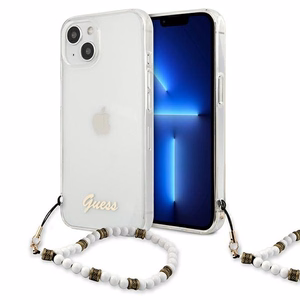 Guess GUHCP13SKPSWH iPhone 13 mini 5.4" Permatomas kietas dėklas Baltas Perlas