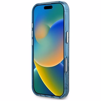 Guess IML Metal Glitter 4G Circle Triangle Magnetinis dėklas telefonui iPhone 16 Pro Max - mėlynas