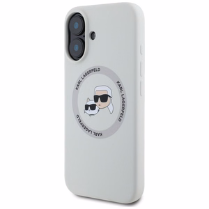 Karl Lagerfeld Silikoninis Double Heads And Circle Magnetinis dėklas telefonui iPhone 16 smėlio spalvos