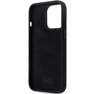 Karl Lagerfeld KLHCP14LSMHCNPK dėklas telefonui iPhone 14 Pro - juodas silikoninis C metalinis kaištis