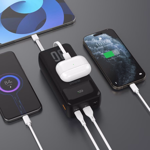 Dudao K15MAX 30000mAh PD 22.5W Išorinė baterija su įmontuotais kabeliais - juoda