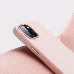 Dux Ducis Grit odinis dėklas iPhone 14 Plus Elegantiškas dirbtinės odos dėklas (MagSafe suderinamas) Rožinis