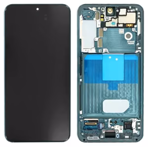 Ekranas Samsung S901 S22 5G su lietimui jautriu stikliuku ir rėmeliu Green originalus (service pack)