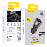Blavec Automobilinis įkroviklis BS-05B-C Nitro - USB + Type C - QC 3.0 18W PD 65W su Type C to Type C cable (CCBS05BCN-UCB) juodas
