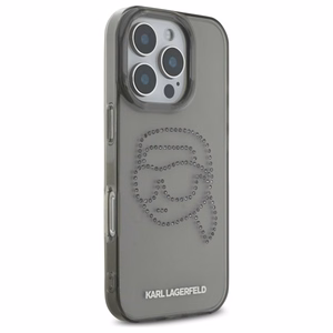Karl Lagerfeld KLHCP16XHKHDCELK iPhone 16 Pro Max 6.9" juodas/juodas kietas dėklas IML Rhinestones Karl galva