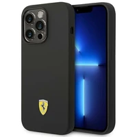 Dėklas telefonui Ferrari FEHCP14LSIBBK iPhone 14 Pro 6.1 - juodas silikoninis metalinis logotipas