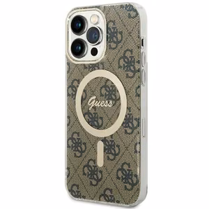 Guess IML 4G magnetinis dėklas telefonui iPhone 15 Pro Max - rudas