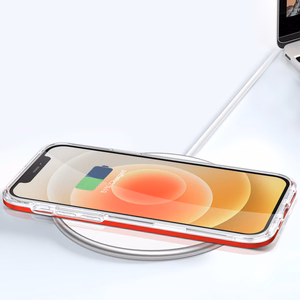 Skaidrus 3in1 dėklas iPhone 12 su raudono rėmo gelio dangteliu