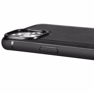 iCarer odinis Oil Wax dėklas padengtas natūralia oda iPhone 14 Plus juoda