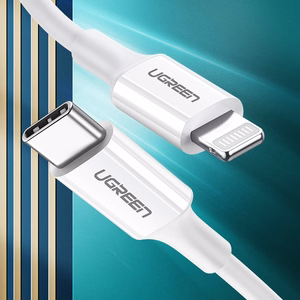 USB kabelis Ugreen US171 MFi USB-C to Lightning 3A 1.0m baltas
