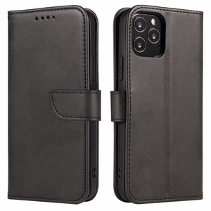 Magnet Case elegantiškas dėklas telefonui su atvartu ir stovo funkcija Samsung Galaxy A73 juodas