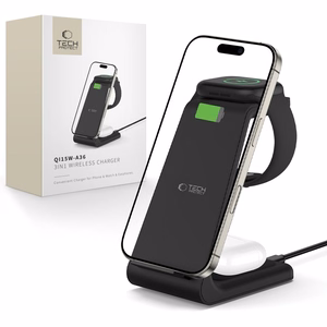 Tech-Protect QI15W-A36 3in1 įkrovimo stotelė Apple įrenginiams - juoda