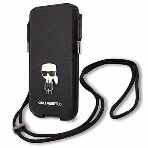 Karl Lagerfeld rankinė KLHCP12LOPHKMK 6,7" juoda hardcase Saffiano Ikonik Karl's