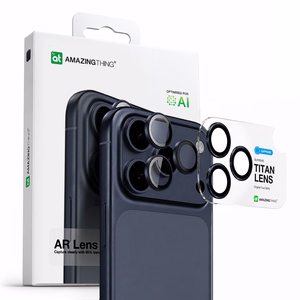 AmazingThing Safyro kameros stiklas skirtas iPhone 17 Pro / Pro Max - su mėlynu rėmu