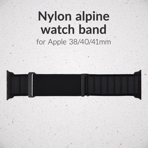 Mobilize nailoninis laikrodžio dirželis - Alpine - juoda jungtis - Apple 38/40/41mm - juodas