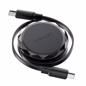 Acefast C13-03 USB-C - USB-C 60W ištraukiamas kabelis - juodas