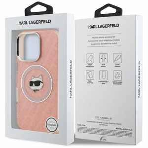 Karl Lagerfeld IML Choupette Head Logo MagSafe Dėklas iPhone 16 Pro - rožinis