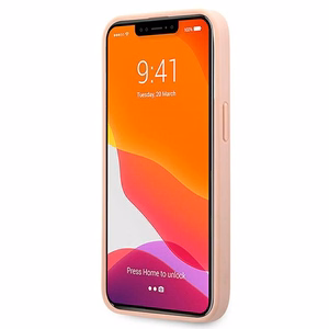 Guess GUHCP13XPSASBPI iPhone 13 Pro Max 6.7 rožinis kietasis dėklas Saffiano Stripe