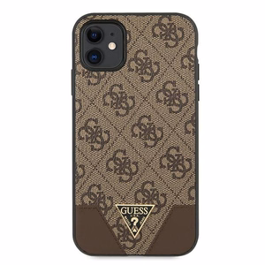 Guess 4G Triangle Collection dėklas telefonui iPhone 11 6.1" / Xr 6.1" - Rudas