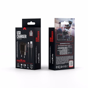 "Maxlife MXTC-01" įkroviklis 1x USB 2,1A juodas + microUSB laidas