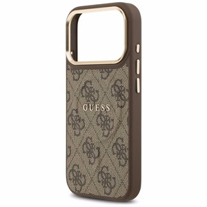 Guess 4G PU Classic Logo Magnetinis dėklas telefonui iPhone 17 Pro - rudas