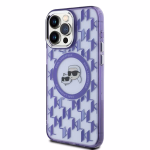 Karl Lagerfeld IML Monograma Karl & Choupette Galva Magnetinis Dėklas telefonui iPhone 15 Pro - violetinis