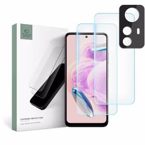 Tech-Protect Supreme rinkinys Xiaomi Redmi Note 12S – 2x grūdintas stiklas ekranui / grūdintas stiklas kamerai