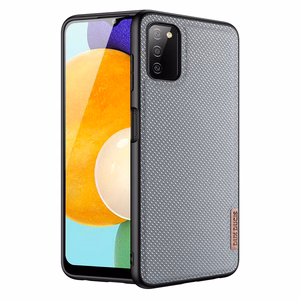 Dux Ducis Fino dėklas telefonui padengtas nailono medžiaga Samsung Galaxy A03s pilkas