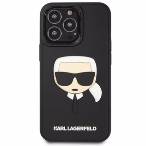 Karl Lagerfeld KLHCP14LKH3DBK iPhone 14 Pro 6.1 juodas kietasis dėklas 3D guminė Karlo galva