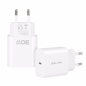 Blavec BC-14 GaN4 30 W USB-C PD/QC maitinimo adapteris, 3 A, baltas
