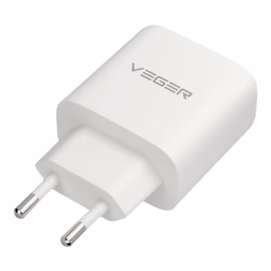 Telefono įkroviklis „VEGER“ USB-A + C tipo, PD, QC3.0, 3,25 A, 65 W + kabelis USB-C į USB-C TR67, baltas