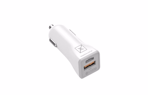 Automobilinis įkroviklis MX KAPPA 18W PD+QC, USB-A+C baltas