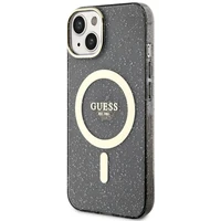 Guess Glitter Gold Magnetinis dėklas telefonui iPhone 14 - juodas