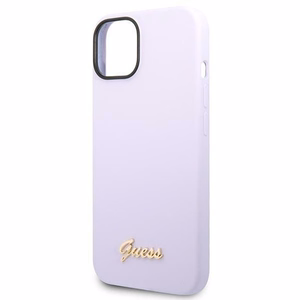 Guess GUHCP14SSLSMU iPhone 14 6.1" violetinis silikoninis dėklas telefonui su vintažiniu auksiniu logotipu