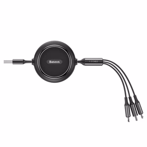 USB laidas Baseus 3in1 juodas 35cm / 120cm