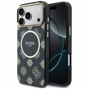Guess IML Peony Dot MagSafe Dėklas for iPhone 17 Pro Max - juodas