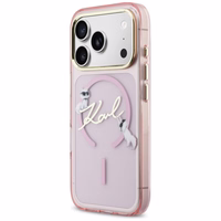 Karl Lagerfeld IML Choupettes Karl Script Logo MagSafe Dėklas for iPhone 17 Pro - rožinis