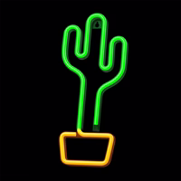 Neon LED Light CACTUS oranžinis žalias Bat + USB FLNE02 Forever Light