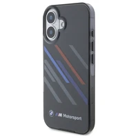 BMW Motosport IML atsitiktinės juostos iPhone 16 dėklas - juodas
