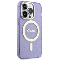 Guess GUHMP14XHCMCGU iPhone 14 Pro Max 6.7" violetinis kietas dėklas Glitter Gold Magnetinis