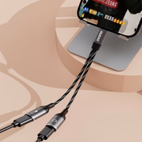 Dudao L13C+ 2in1 USB-C adapteris - pilkas