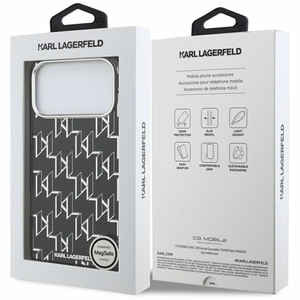 Karl Lagerfeld IML KL Monograma Magnetinis dėklas iPhone 17 Pro Max - juodas